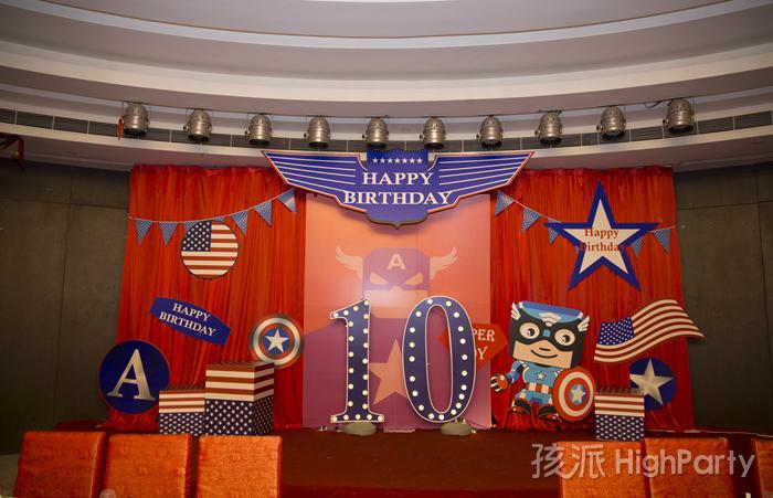南京仙林大酒店,迎来小寿星十岁生日派对。以美国队长为主题,小丑杂耍魔术表演川剧变脸魔幻泡泡秀等精彩节目表演,还有酷炫的派对气球装饰布置,祝他十岁生日快乐
